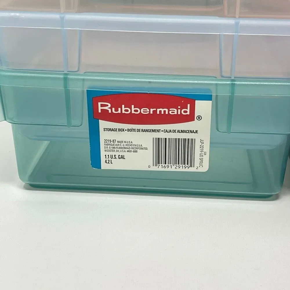 Rubbermaid Lot of 3 Vintage Green Pink Blue Shoe Box Storage Container 0286